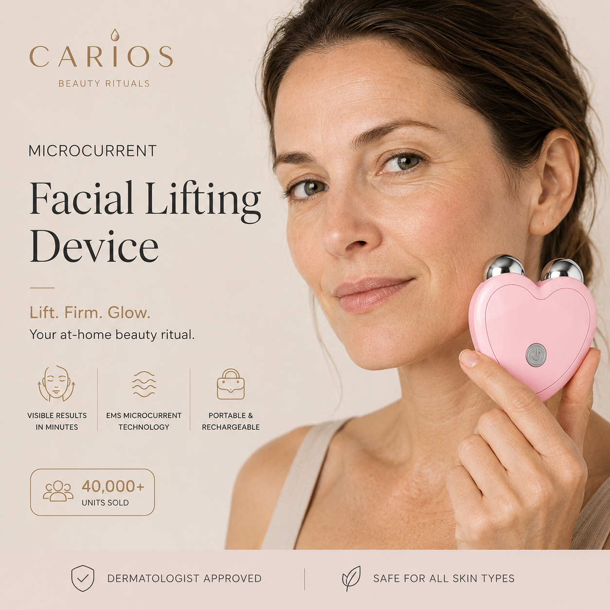 CARIOS Sculpt PRO anti-aging facial device - microcurrent technology demonstration